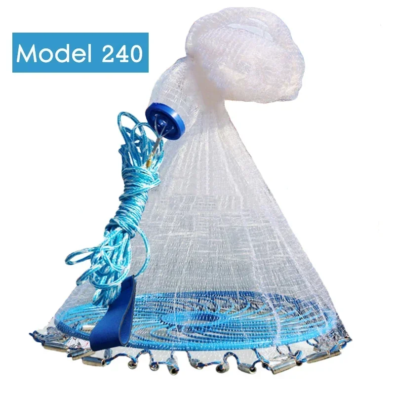 Lawaia diep gat gegoten netto lron stalen hangers hete verkoop visnet blauwe ring Amerikaanse stijl kleine mesh vangst vis gieten netwerk: WHITE