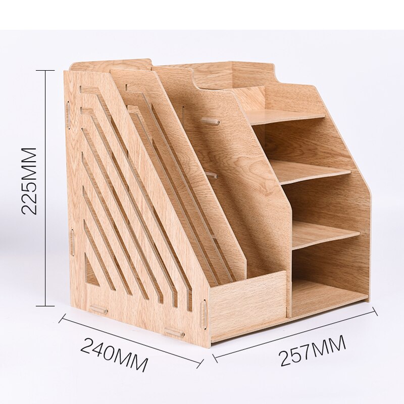 Wooden File Rack Storage Box Large Capacity Thickened File Folder Bussiness Office Supplies Desk Organizer Pen Holder Folder: A