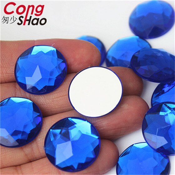 Cong Shao 20PCS 20mm Colorful Acrylic Rhinestone Round Flat Back Beads Crystal Stones DIY Costume Jewelry Crafts Scrapbook ZZ751: Blue
