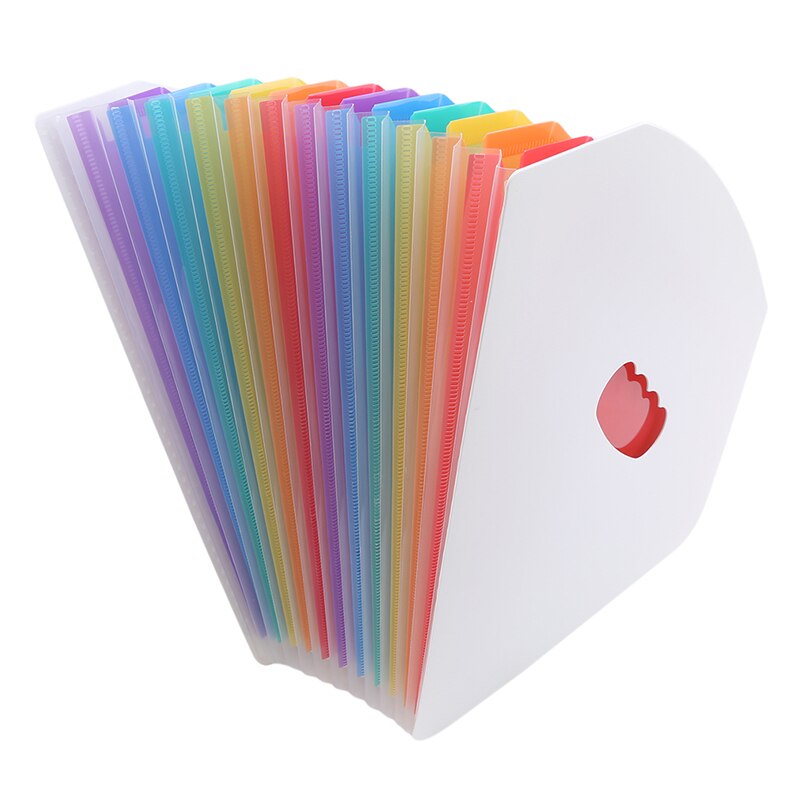 A4 Map Home School Office Data Management Opbergmap Plastic Stand 13-Layer Regenboog Binnenpagina Opslag Map: white