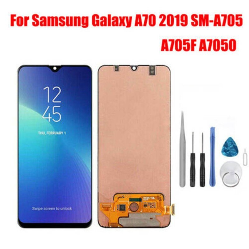 1 einstellen Schwarz LCD Bildschirm + voll berühren Bildschirm + Werkzeug Bausatz + telefon Clip Für Samsung Galaxis A70 A705 a705F