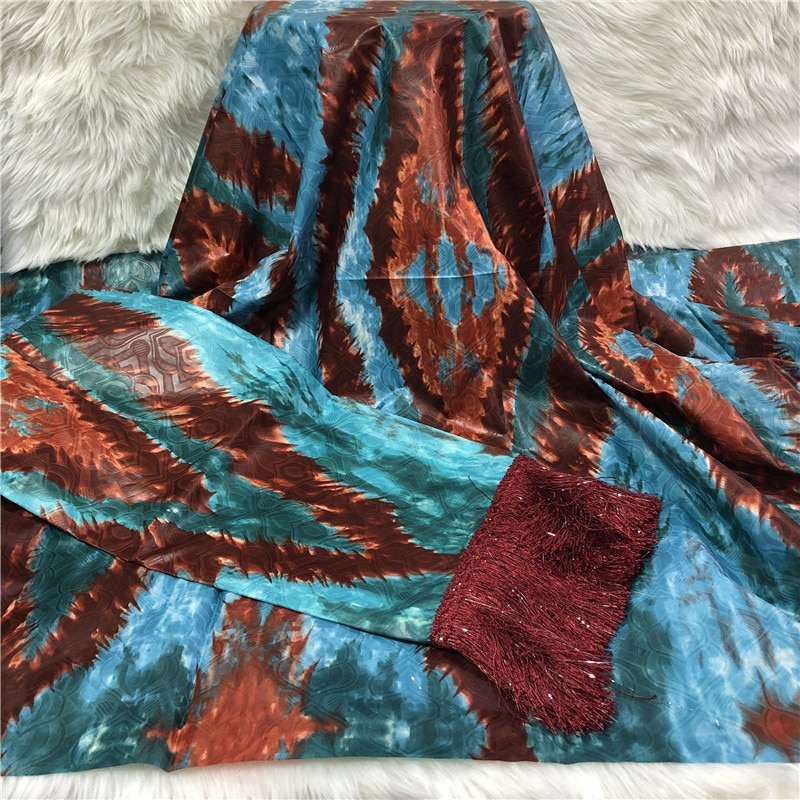 Nouveauté africain bazin riche dentelle bazin farbic avec gland pour mariage 5 2yards/lot