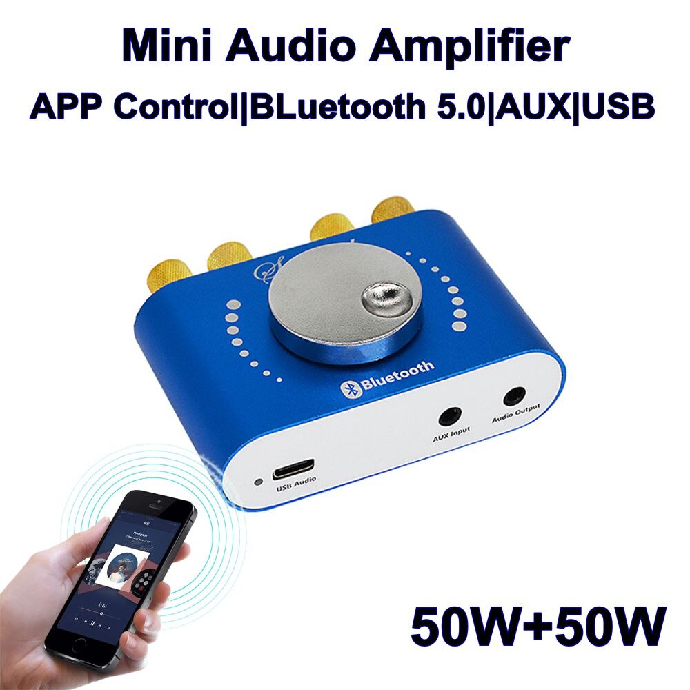 XY KA50L Mini Amplifier 50W*2 HiFi Stereo Dual Channel bluetooth 5.0 Wireless Audio DAC Subwoofer Amplifier AUX Type C Interface