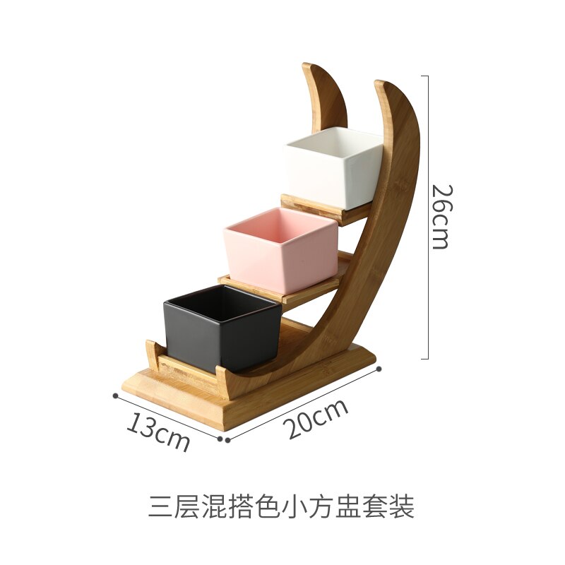 Ceramic Snack Platter Solid Color Dessert Bowl Japanese Taste Dish Home Desktop Dried Fruit Tableware Combination