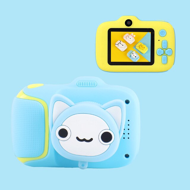 children camera 2.0 inch IPS eye protection screen high-definition screen kid birthday digital cute camera: Blue / With 32G Memory Card