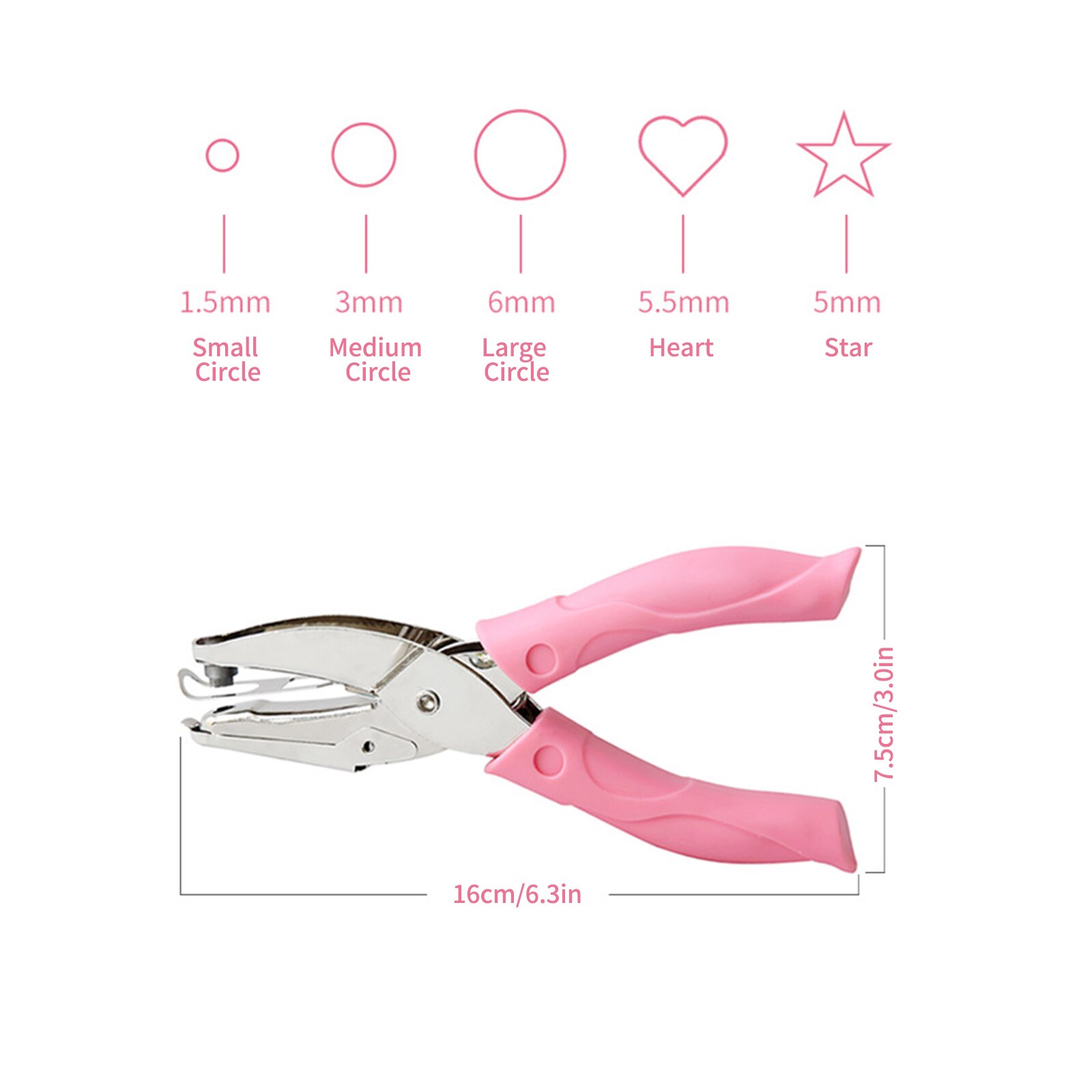 Tenwin Handheld Een-Perforator Enkele Perforator Heavy Duty 8 Vel Capaciteit Voor Bindmiddel Notebook Wenskaarten Plakboek