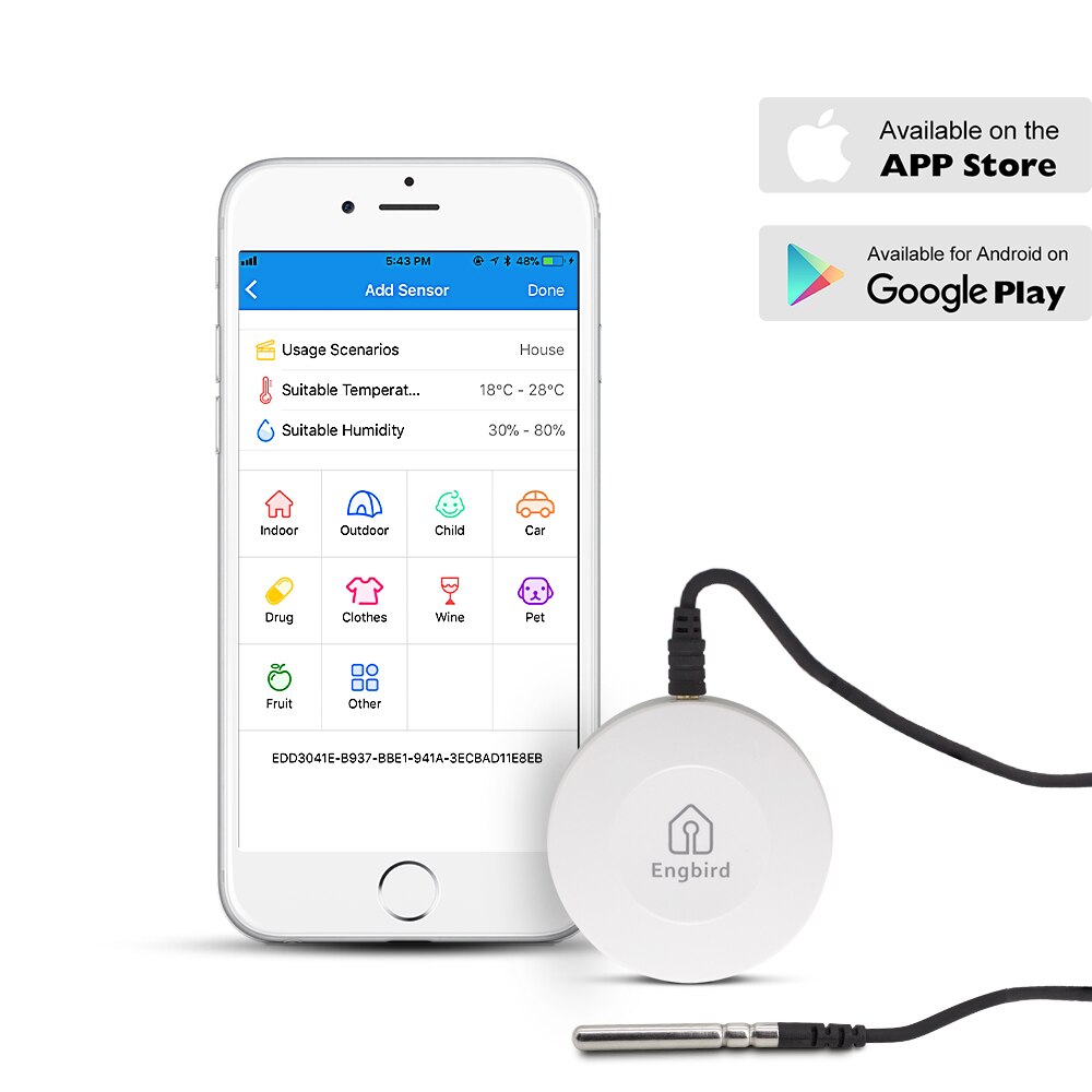 Inkbird-thermomètre et hygromètre numérique, sans fil, Bluetooth, avec capteur, enregistreur de données, Station météo, IBS-TH1