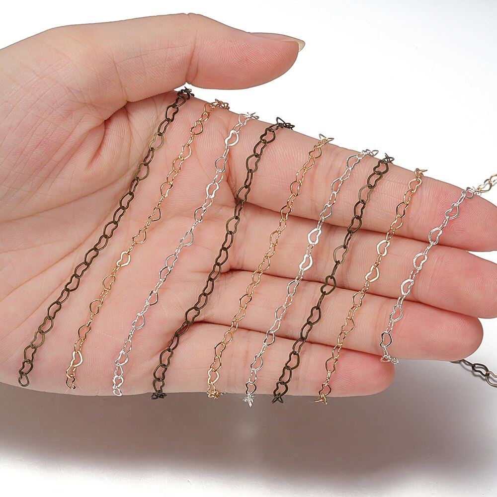 1Meter Halskette Herz Stern Kette Silber KC Gold Kupfer Verknüpfung Ketten Armbinde für Schmuck, sterben DIY Handgemachten Handwerk