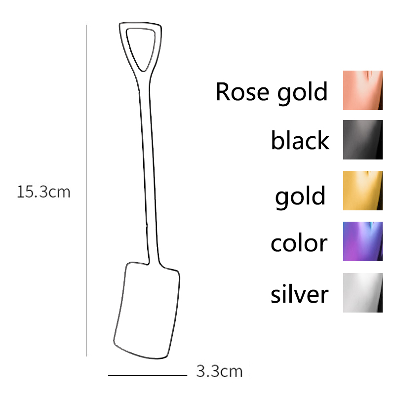 2PCS Coffee Spoon Cutlery Set Stainless Steel Retro Iron Shovel Ice Cream Spoon Scoop Spoon tea-spoon Tableware: 1PCS-1 / Rose gold