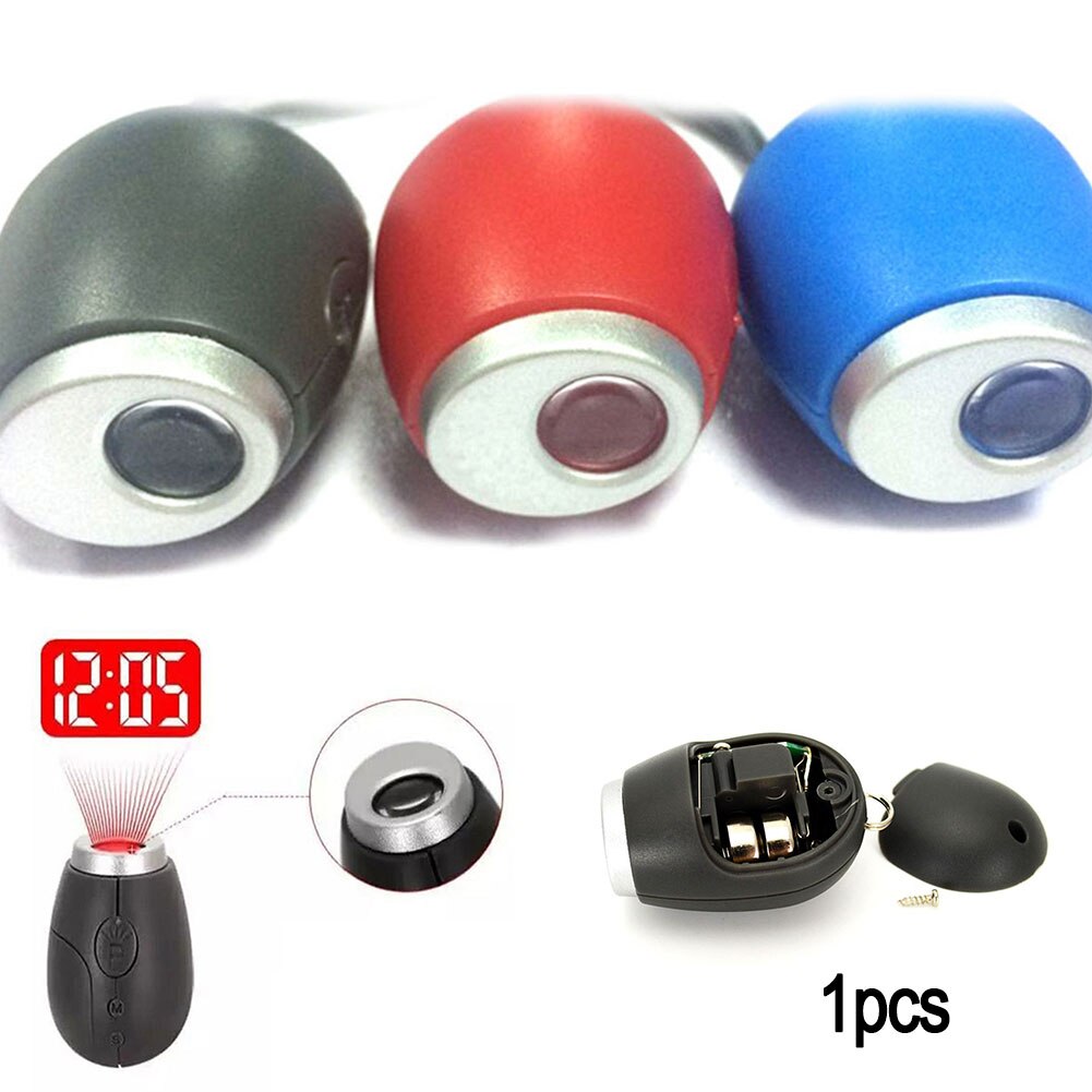 Digitale Projectie Klok Led Draagbare Sleutelhanger Klokken Mini Glowing Klok Rood Blauw Zwart