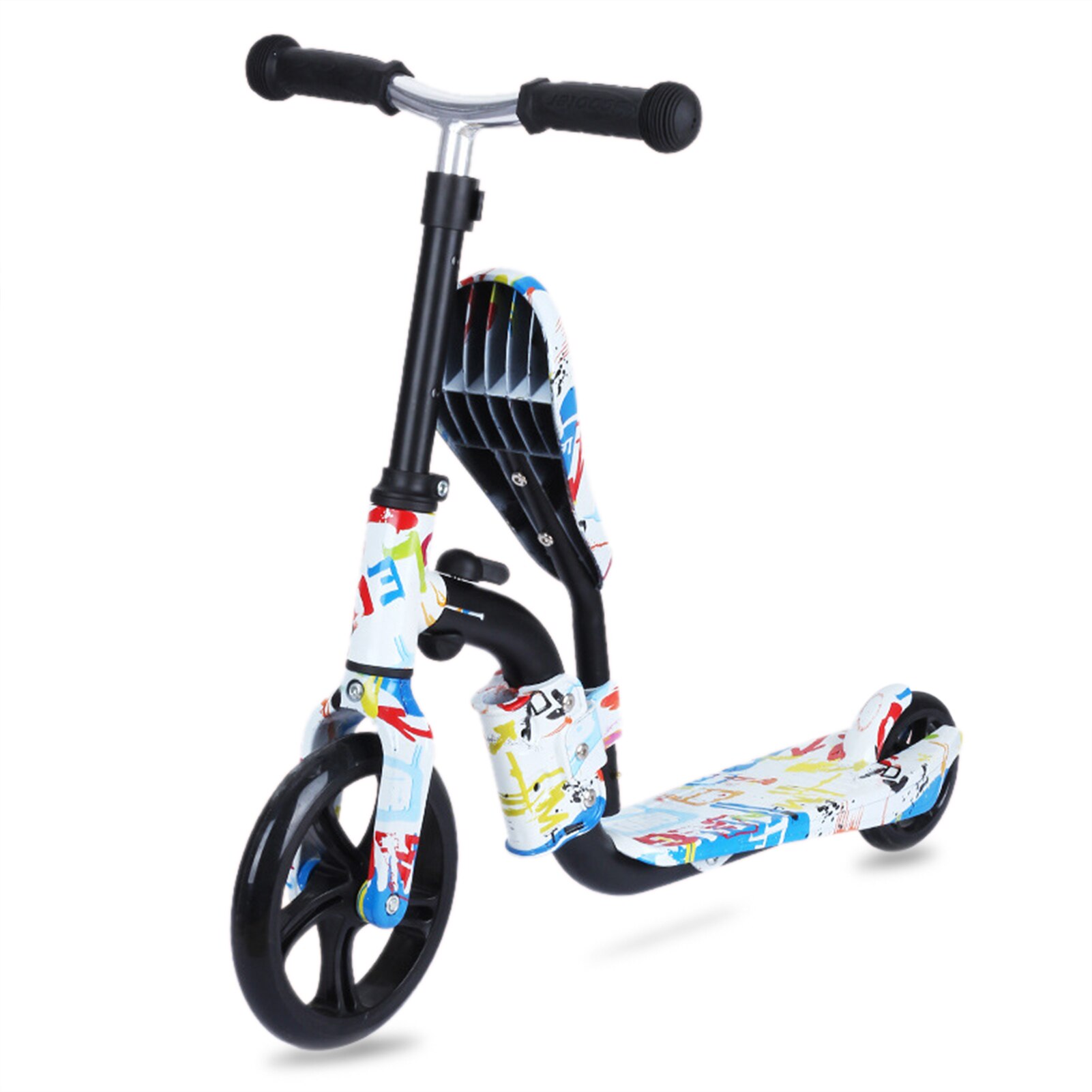 2 In 1 Scooter Balance Bike for Kids Folding Scooter Kick Scooter for Toddlers 3-12 Year Lightweight Scooter: White