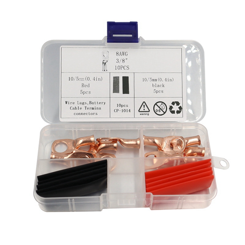 AWG8X3/8 Koperdraad Lug Ring Terminal Connector Batterij Kabel End Warmtekrimpbare Buis Classificatie Kit: Default Title