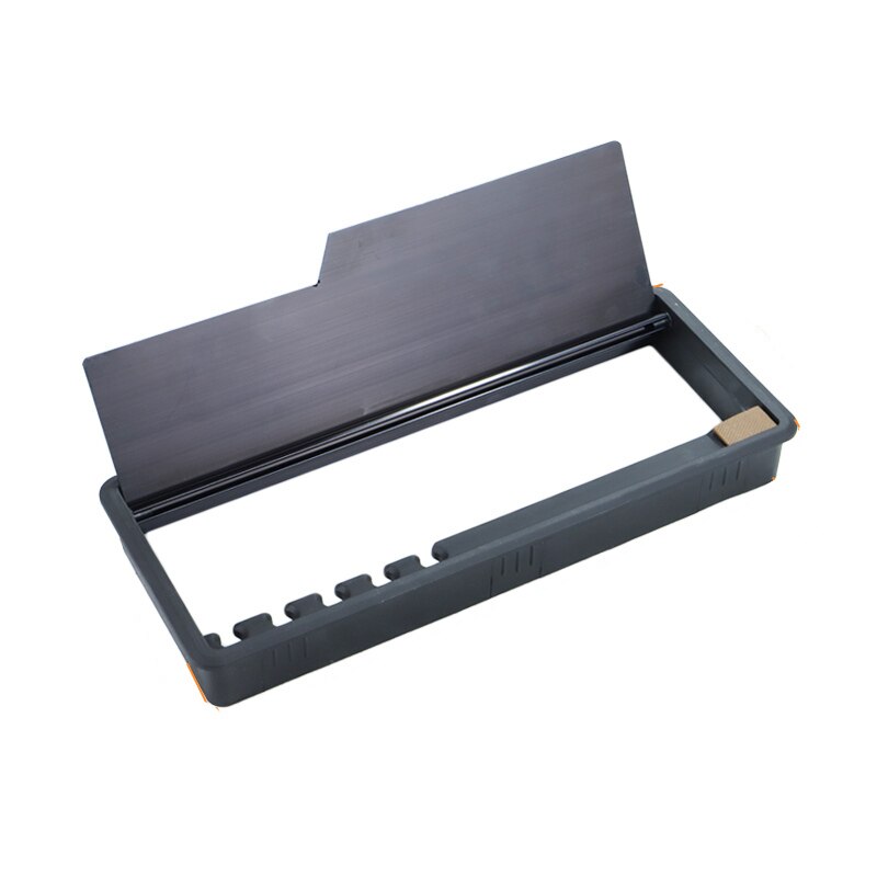 Rectangular Computer Desktop Line Hole Decorative Cover Aluminum Desk Outlet Wire Hole Cover Grommet Desk Cable Hole Cover: black