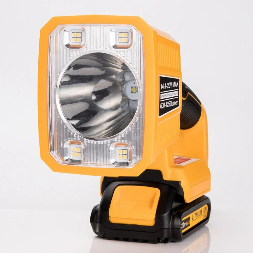 Led-arbejdslampe 18w 1250lm håndholdt lommelygte arbejdspladslampe til dewalt 20v max litiumbatterier med 110 graders drejeligt hoved: Chokolade