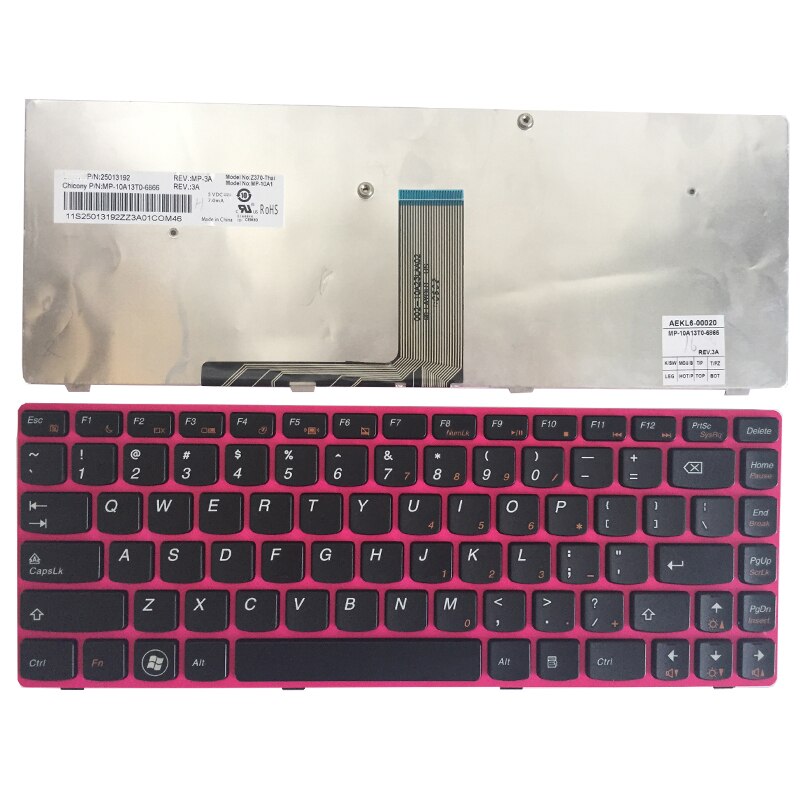 Us Keyboard Voor Lenovo Ideapad Z370 Z470 Z470A Us Laptop Toetsenbord Rose Frame