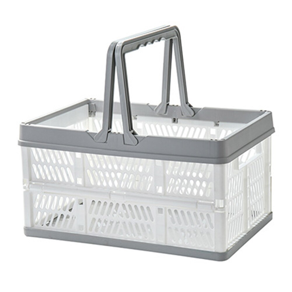 Folding Food Snack Storage Basket Portable Picnic Shopping Cosmetics Toys Organizer Hand Baskets Desktop Storage Box: White