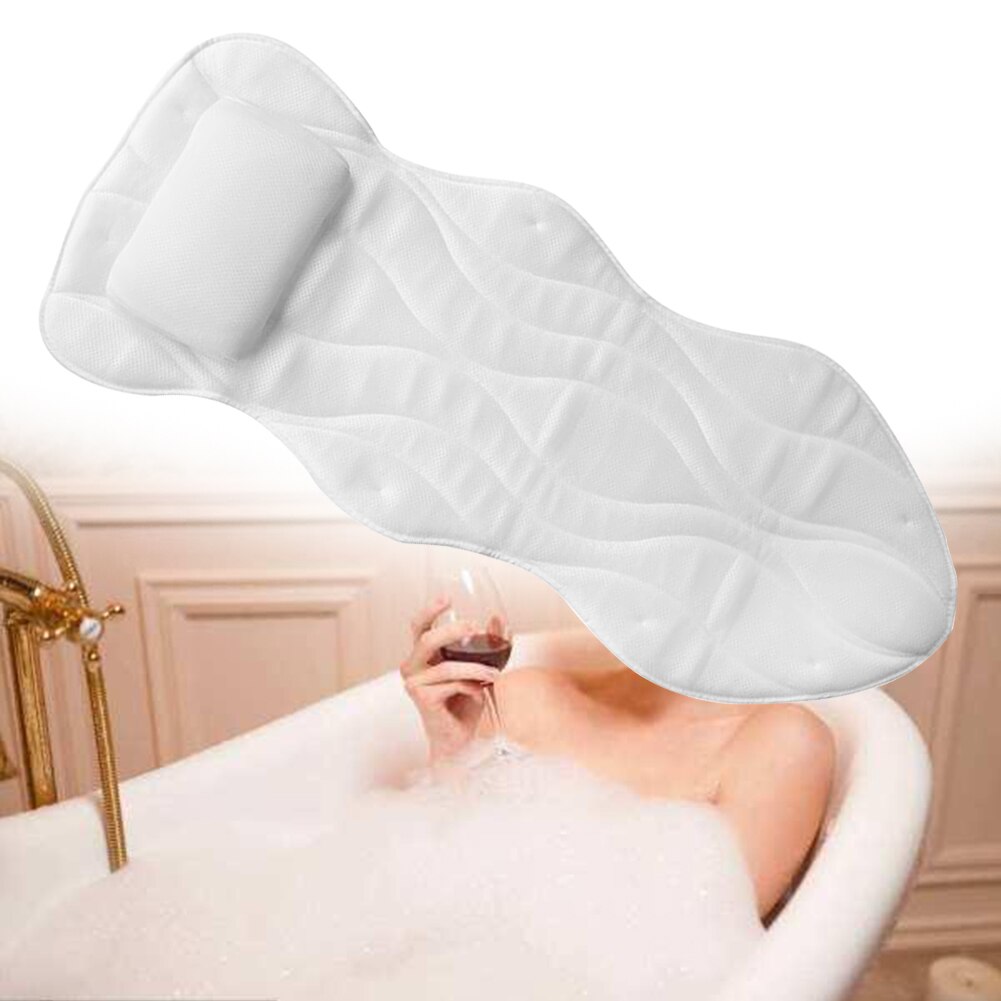 Full Body For Adults Large Bath Cushion PVC Super Thick With Pillow Non-Slip Spa Mattress 3D Mesh Layer Home Shower Quick Dry