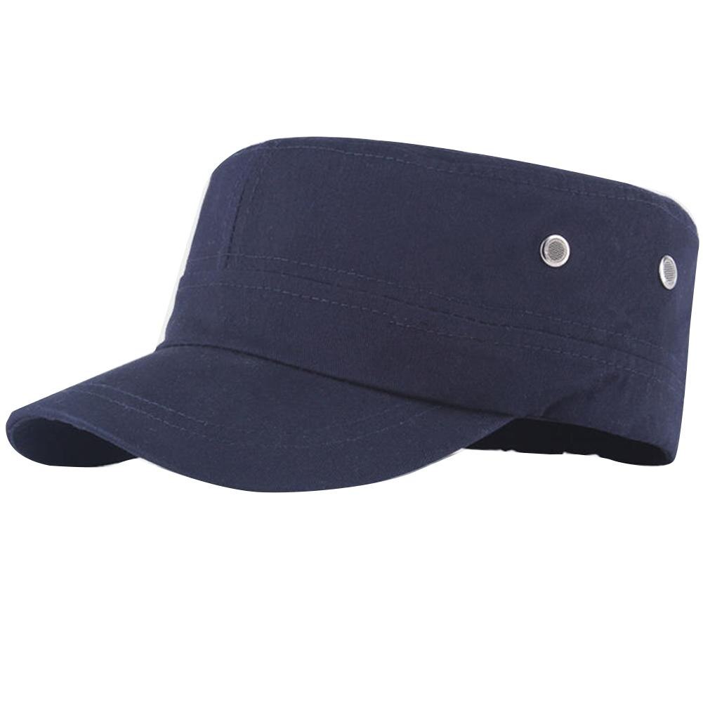 Mode Mannen Effen Kleur Platte Pet Outdoor Zon Bescherming Baseball Hoed Hiphop Uitgerust Cap Hoeden Voor Mannen Vrouwen slijpen: Navy Blue