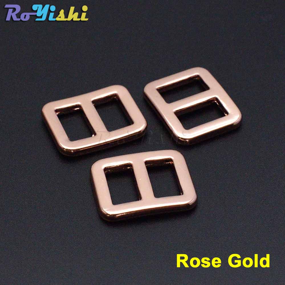 3/8" Metal Mix Colors Curve Tri-Glide Slider Adjustable Buckle for Bags Webbing 10mm: 50pcs / Rose Gold