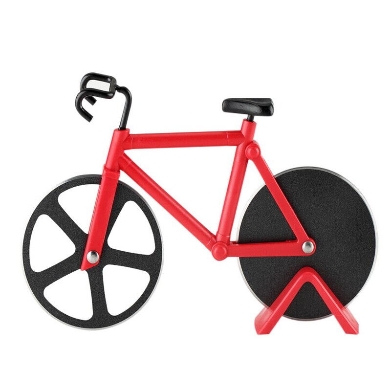 Cykel pizza skärhjul rostfritt stål pizza kniv pizza hackare kök pryl pizza skär knivar pizza verktyg baka verktyg: Röd