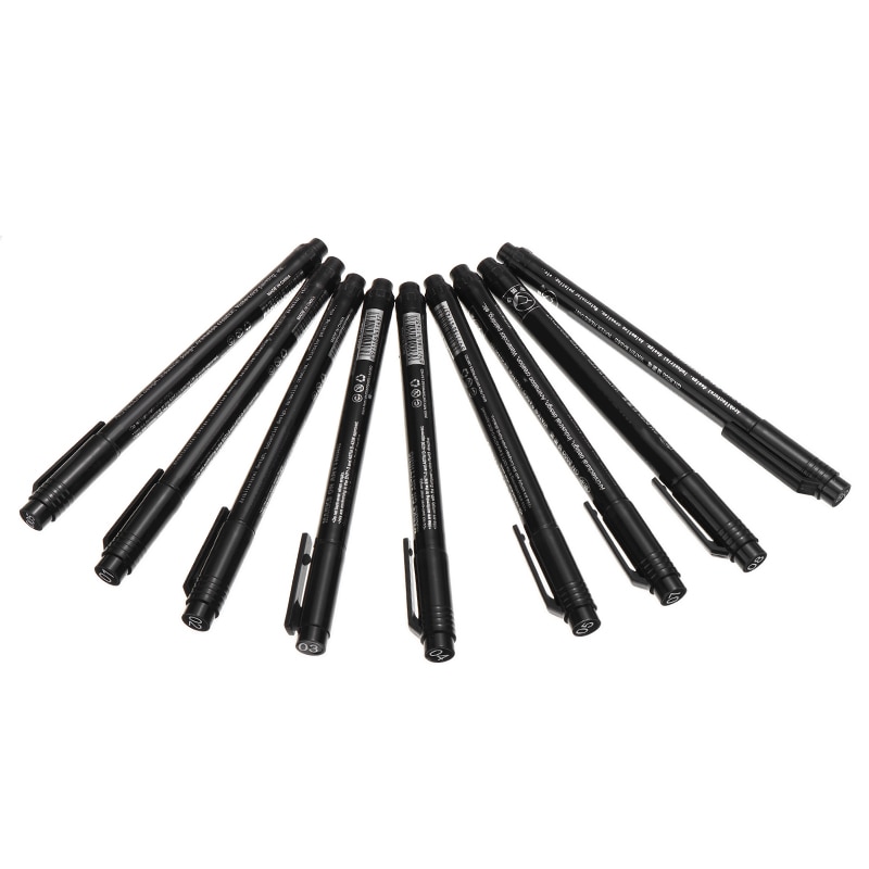 9pcs/set Fineliner Pen Felt Tip Art Marker Drawing Sketch Fine Liner Pen for Writing Cartoon Manga Illustrations