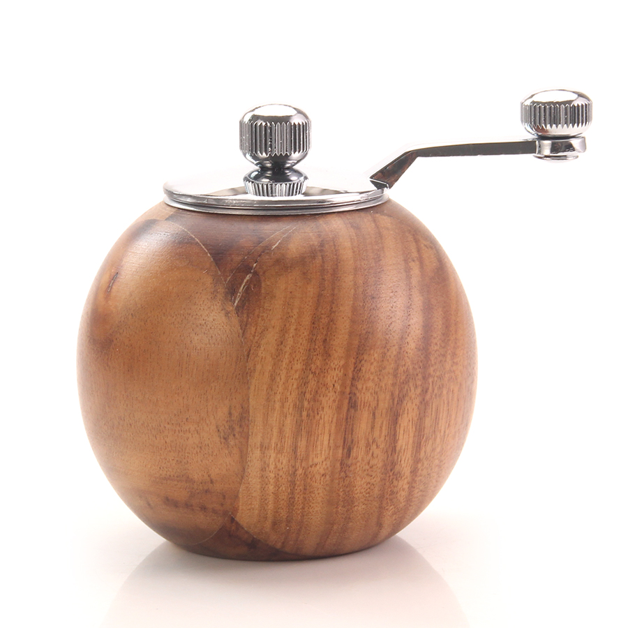 Molinillo de sal y pimienta de madera, molino Manual de sal y pimienta, esférico, agitador con Rotor de cerámica ajustable, herramienta de cocina: Default Title