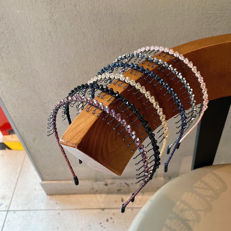 Diadema de cristal para el pelo para niña y mujer, accesorios para el cabello hechos a mano, diadema de Metal antideslizante