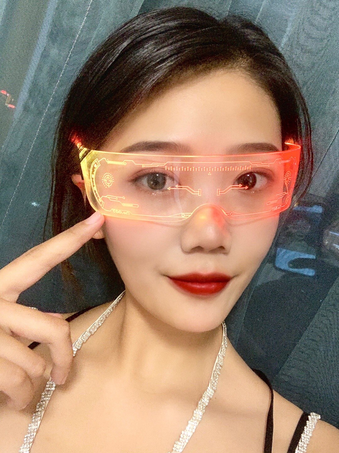 Futuristic Honeycomb LED Glasses with Dual Control Light Up Glasses for Women Cool Neon Cyber Robot Sunglasses Luminous Goggles