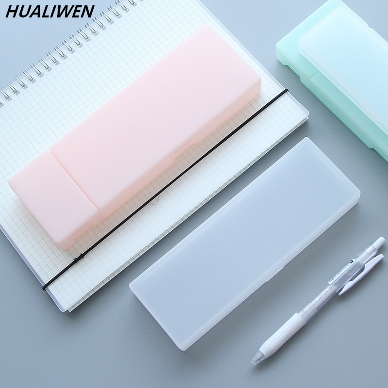 1844 student stationery box multi-functional plastic pencil box semitransparent frosted storage pencil case