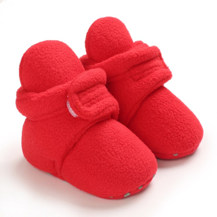 Baby vinterstøvler baby pige drenge vinter varme sko solid toddler first walkers børn vinter sko 0-18m: Rød / 13-18 måneder