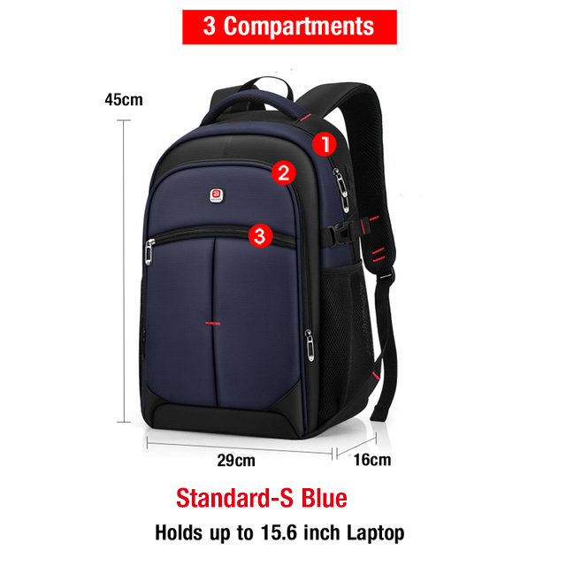 Zaino per laptop Uomo Donna Bolsa Mochila per 15.6 17 pollici Notebook Computer Zaino Borsa da scuola Zaino per adolescenti: Black