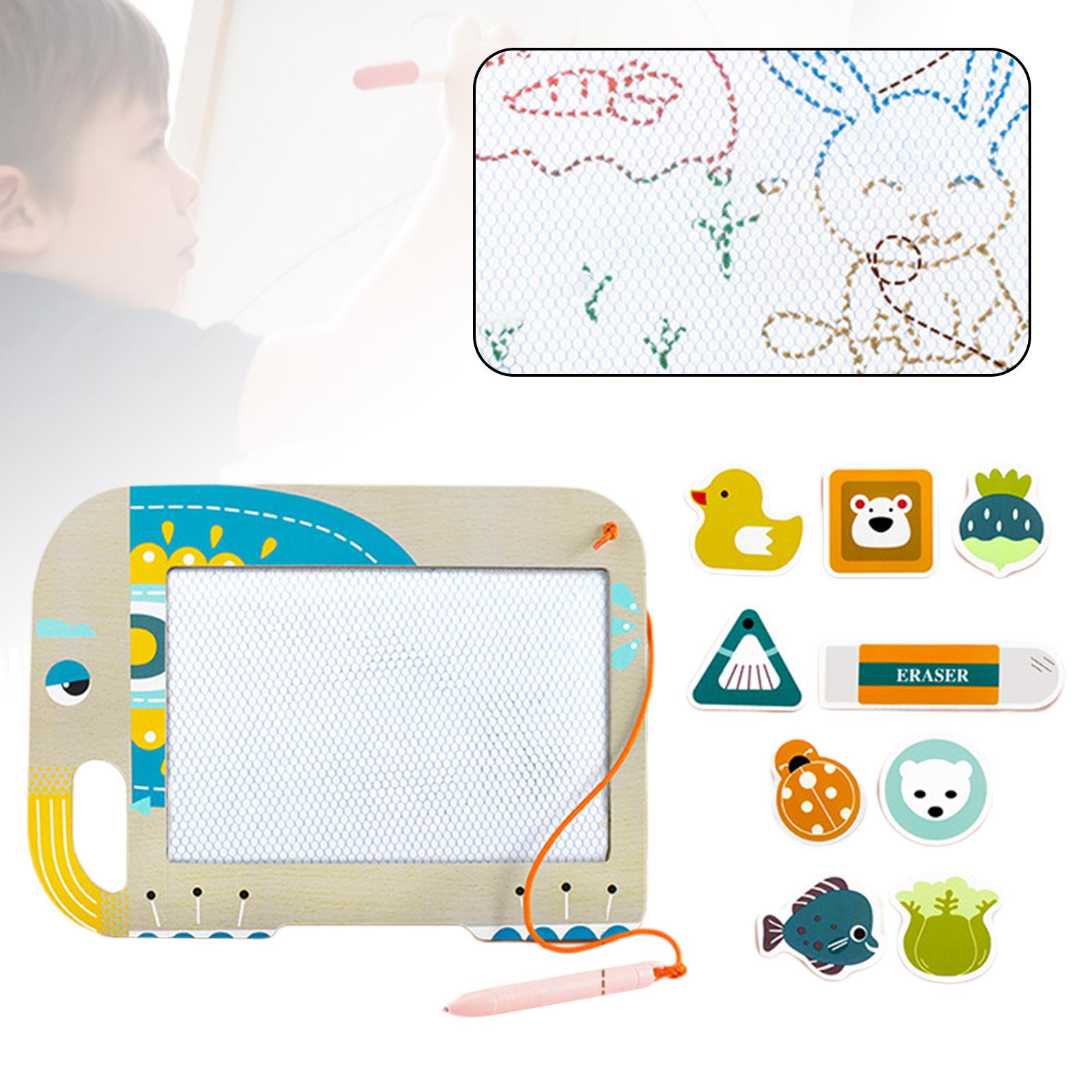 Reusable Magnetic Drawing Board with Stamps Erasable for Preschool Car