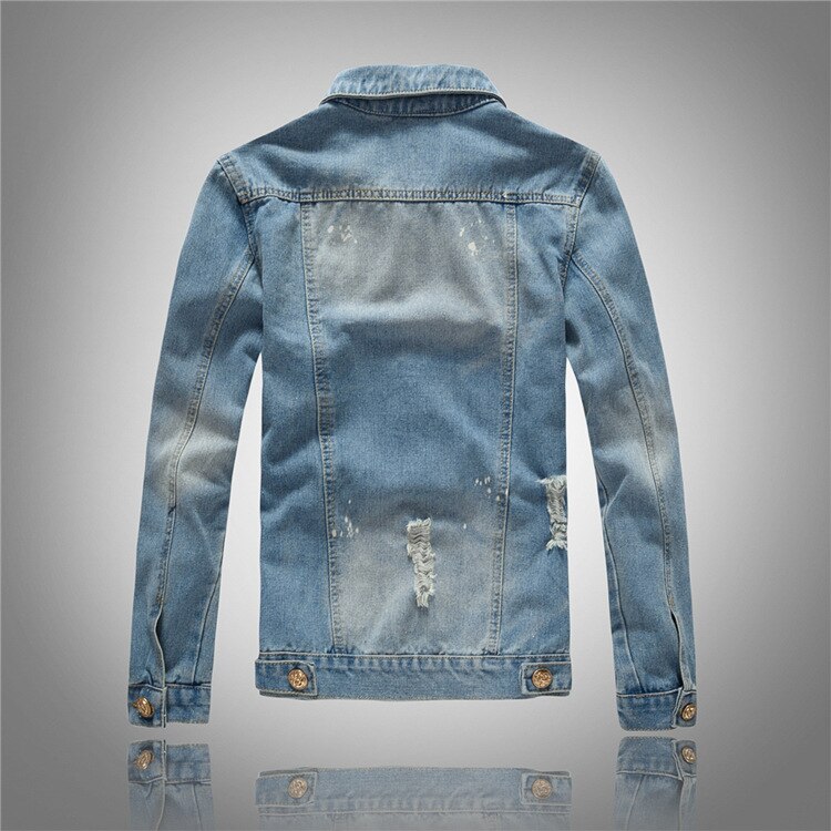 tide male denim jacket water hole in denim jacket cultivate one 's morality cowboy a light jacket