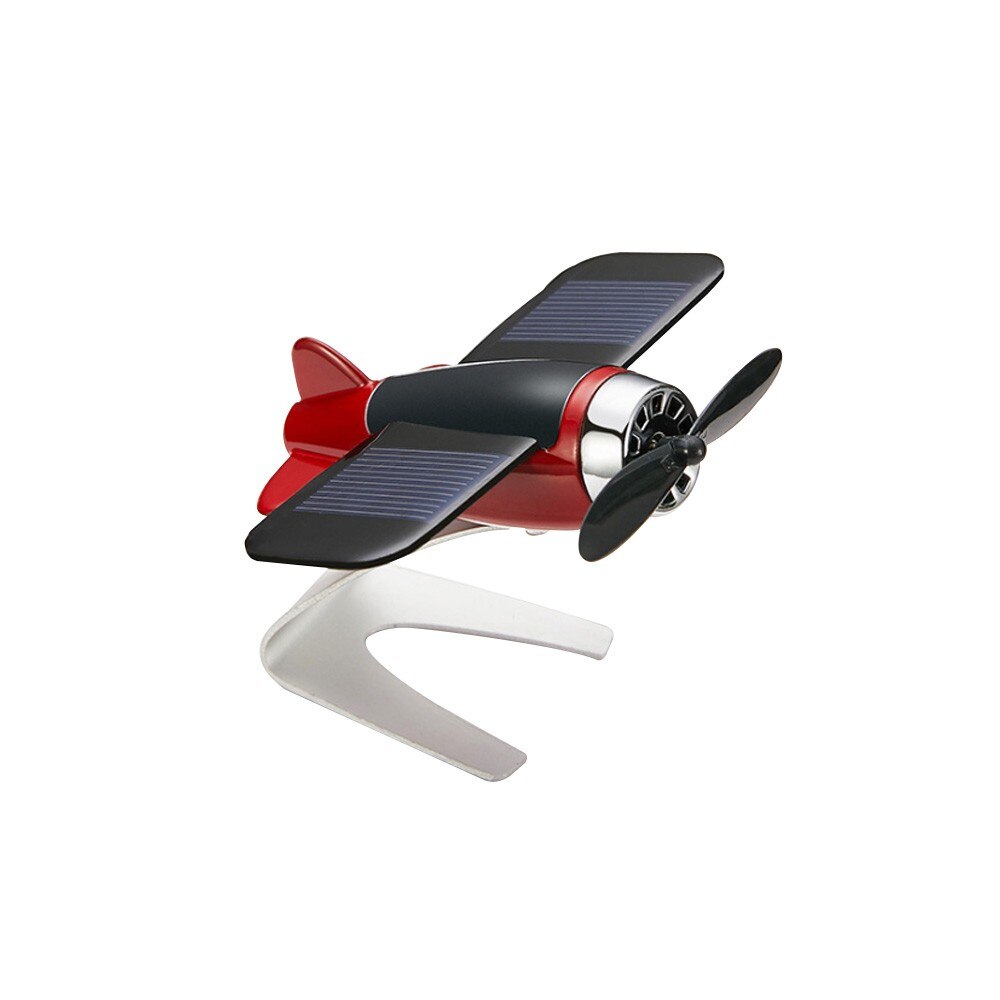 Car Decor Airplane Model Non-slip Mat Solar Energy Rotate Aircraft Dashboard Fou car Auto Accessories: Red