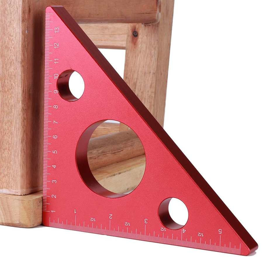 Protractor 5in/13cm Right Angle Ruler Triangle Height Ruler Aluminum Alloy Carpenter Measuring and Gauging Tool