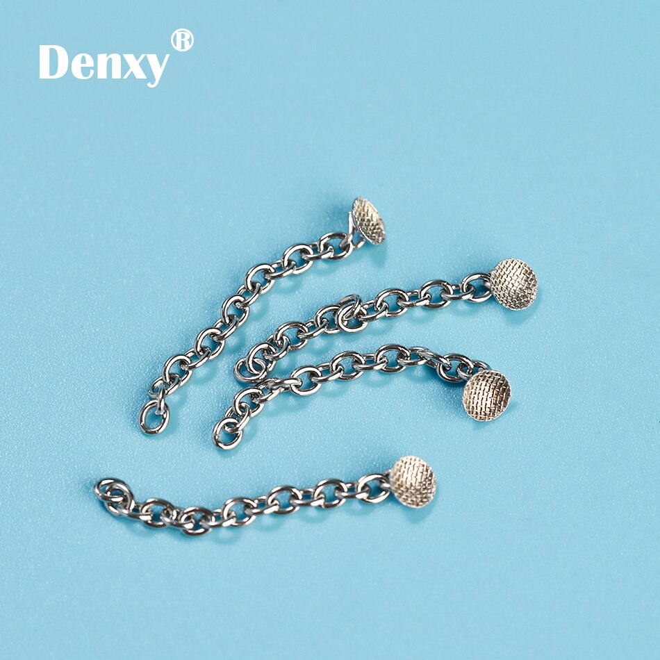 Denxy dental Orthodontic Lingual Button with Chain Dental Lingual Traction Chain Dental Supplies Dentist Use Orthodontic Bracket