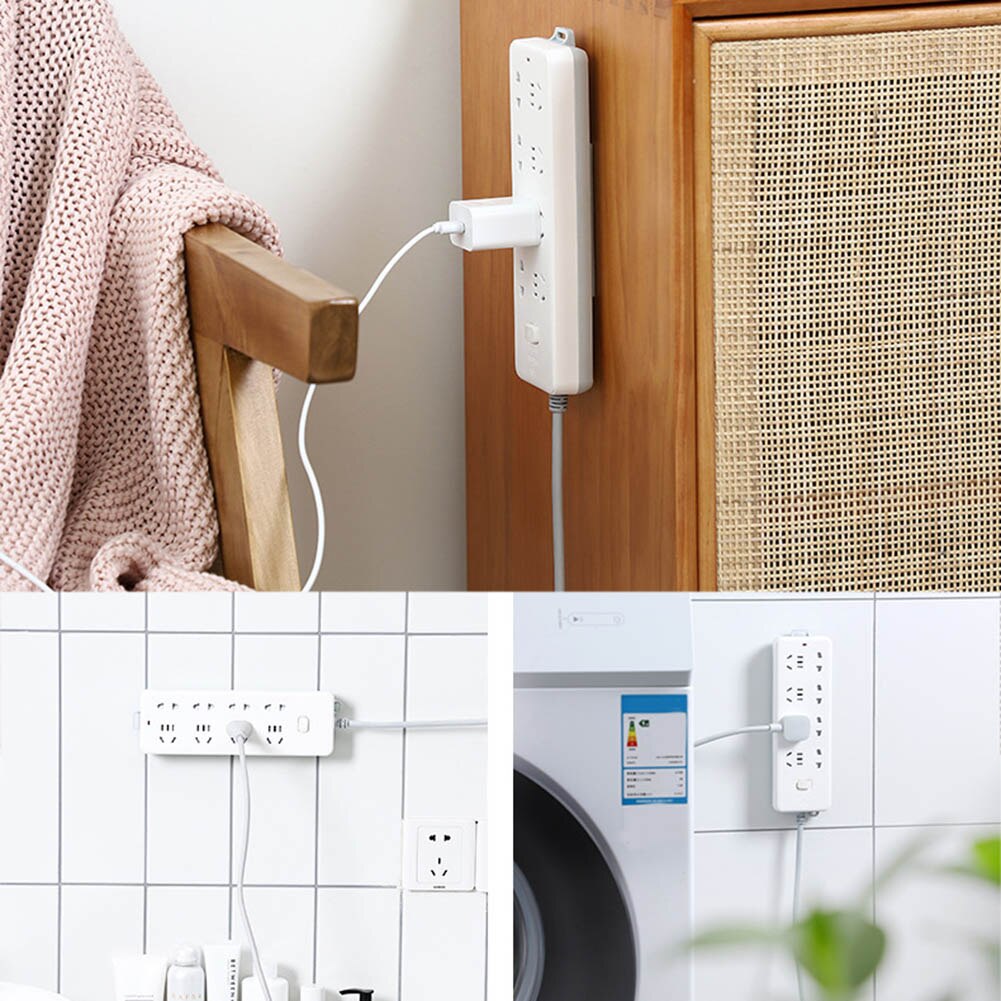 Powerful Traceless Wall-Mounted Sticker Plug Fixer Home Self-Adhesive Socket Cable Wire Organizer Seamless Strip Holder