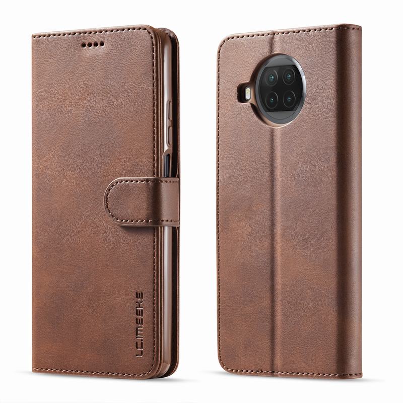 Funda magnética con tapa para Xiaomi Mi 10T Lite 5G, carcasa lujosa de cuero para teléfono móvil: For Xiaomi 10T Lite / Brown
