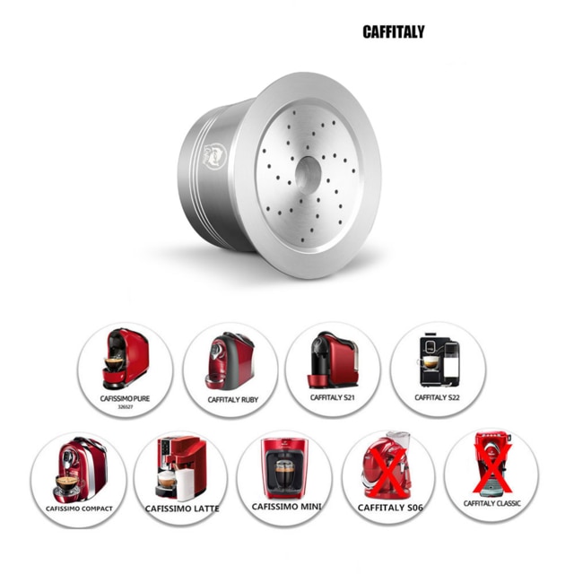 ICafilas Tchibo Cafissimo Classic Coffee Capsule Stainless Steel Reusable Refillable Filters for K fee /Caffitaly Coffee Machine: Caffitaly