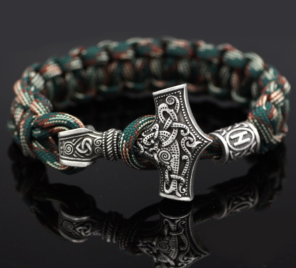 Marteau de Thor mjolnir bracelet viking scandinave nordique viking bracelet homme: Lumière Jaune Couleur