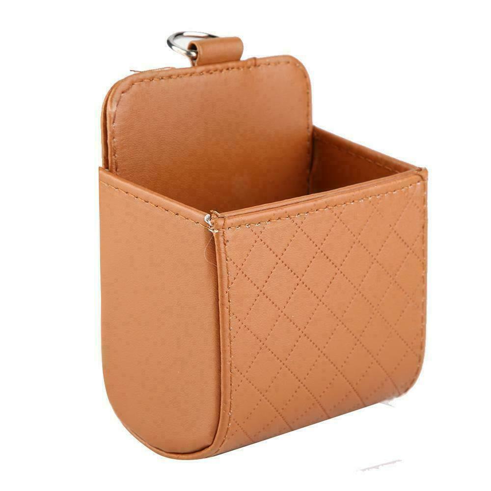 Eidran universele auto-luchtrooster pu-leren organizer opbergdoos telefoonvak tashouder grijs bruin beige zwart