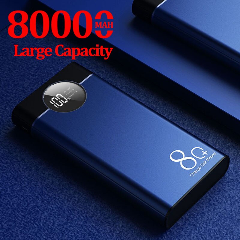 80000mah Power Bank Fast Charging Large Capacity 2 USB External Battery for Iphone Xiaomi Samsung Portable PoverBank