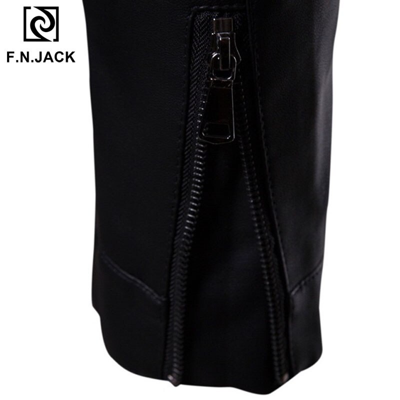 Fnjack skinnjacka herr skalle konstläderrock herr vinterjacka chaqueta de cuero para hombre motorcykel svart jacka