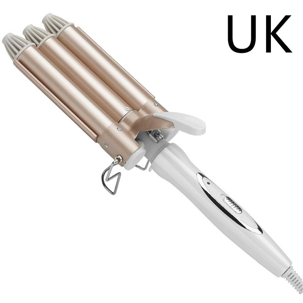 Rizador de pelo de cerámica, Triple barril, ondulador de agua, Herramienta de Peinado grande: UK