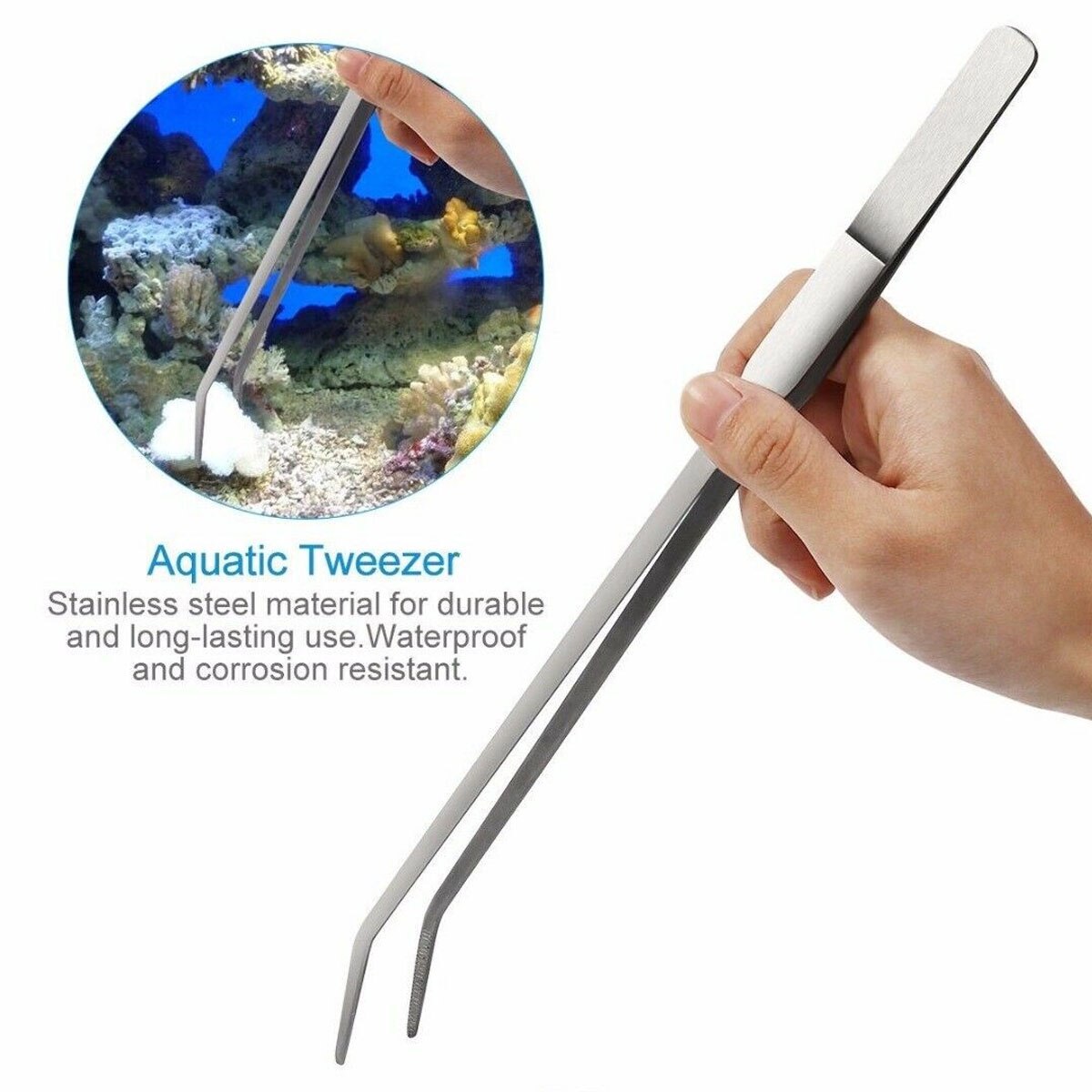 3/5pcs Aquarium Tank Tools Kit Long Tweezers Scissors Aquascaping Fish Tank Aquatic Plants Stainless Steel Maintenance Tool