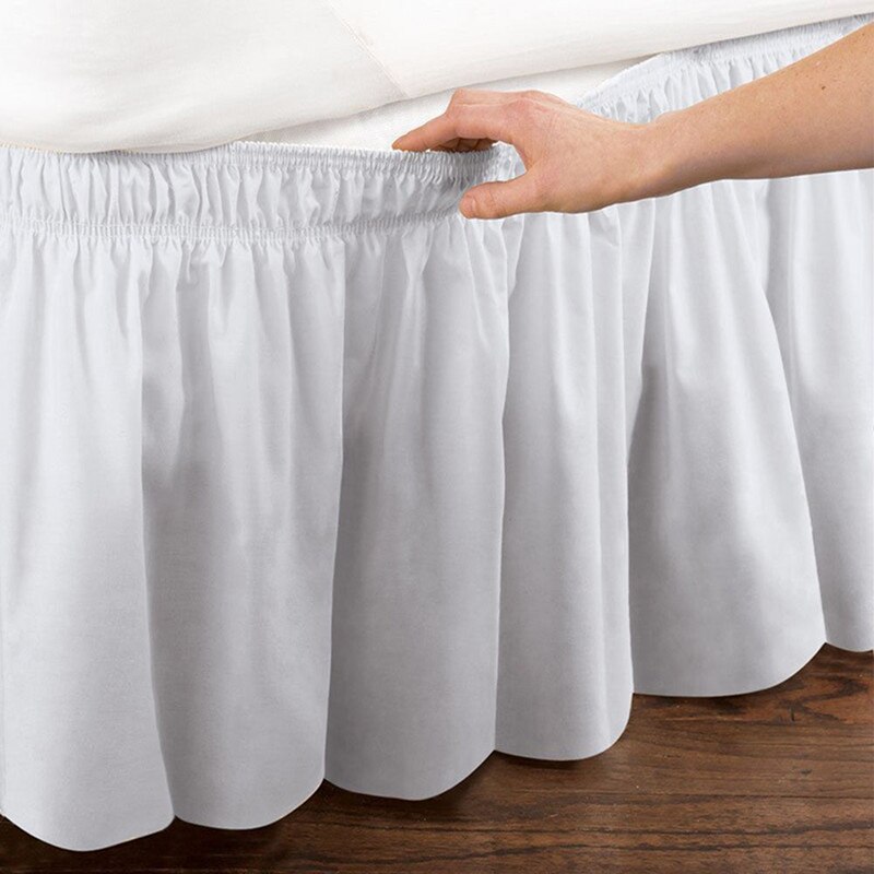 Hotel seng nederdel vikle rundt elastiske seng skjorter uden seng overflade dobbelt / fuld / dronning / king størrelse 38cm højde til hjem soveværelse indretning: Hvid
