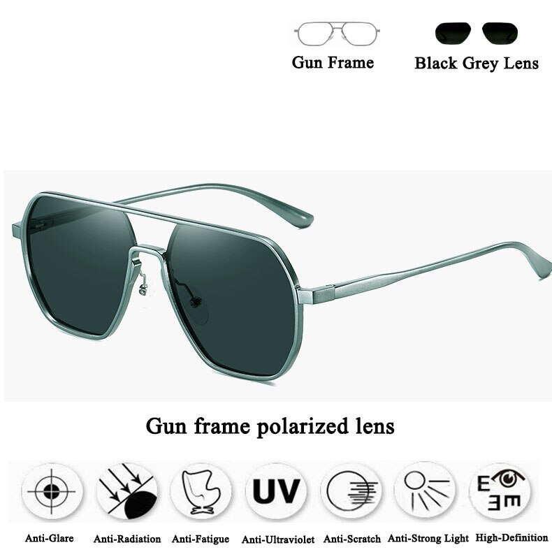 Sunglasses Men Polarized UV400 Mens Sun Glasses Vintage Aluminum Magnesium Gafas De Sol Hombre Polarizadas Marca: Gun frame polar lens