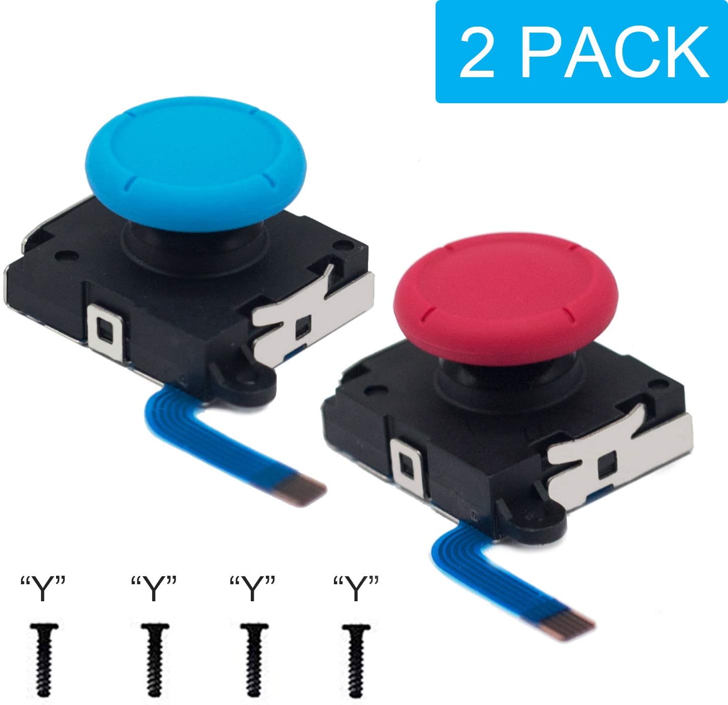 Original 3D Analog Joystick Joy-Con Replacement Left/Right Repair Kit Thumb Sticks Sensor with 2 “Y” Screws for Nintend Switch