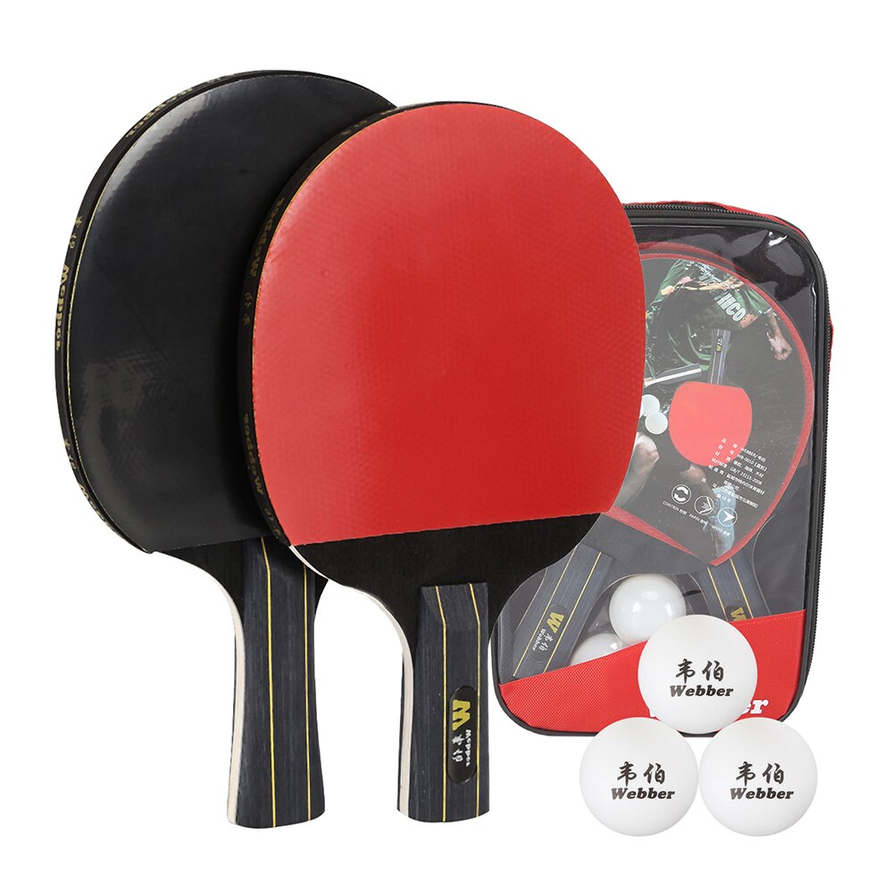 3 Star 2PCS Ping Pong Paddle Racket Long Short Handle Table Tennis Training Fitness Amateur Beginner Practice
