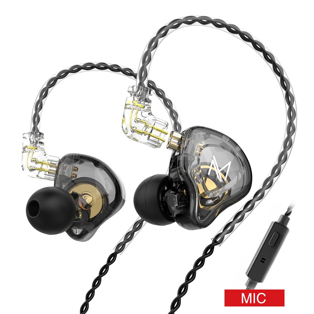 Newes trn  mt1 hifi in-ear-kopfhörer mit ohrhörern, dj-monitor-kopfhörer, dynamische sport-kopfhörer mit geräuschunterdrückung, iem-headset kz edx trn  ta1 m10 st1: Mt1 schwarze mikrofone